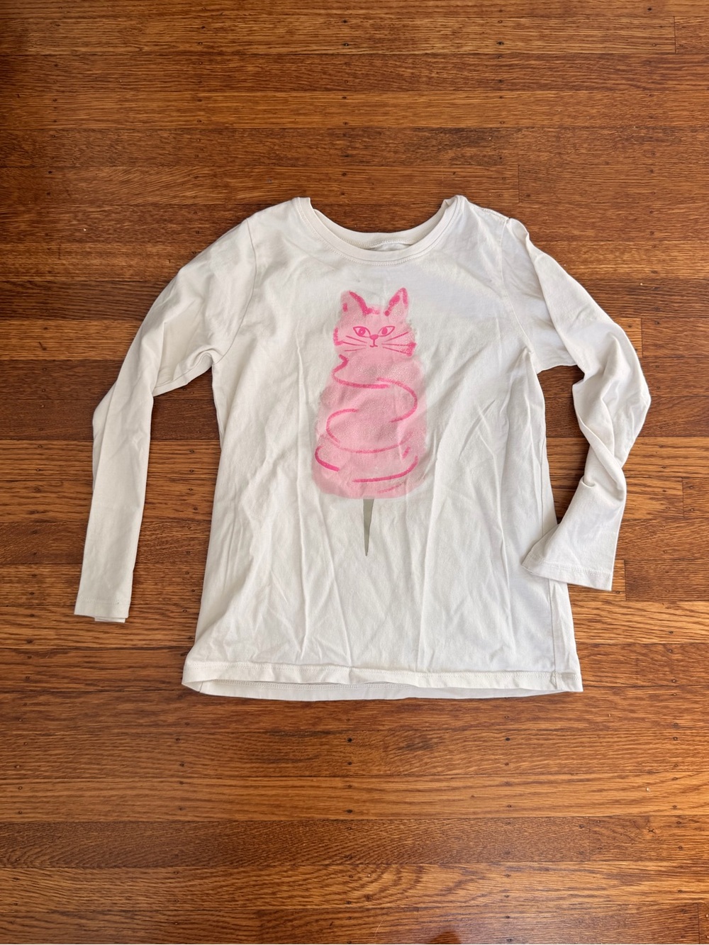 Tea Collection White Long-Sleeve Tee with Pink Cat Pop Graphic